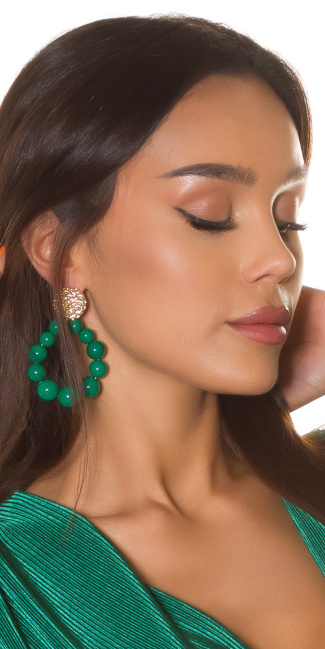 pearl look earrings Green